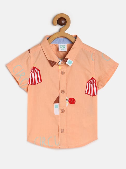 MINIKLUB Kids Peach Printed Shirt