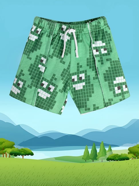 MINIKLUB Kids Green Printed Shorts