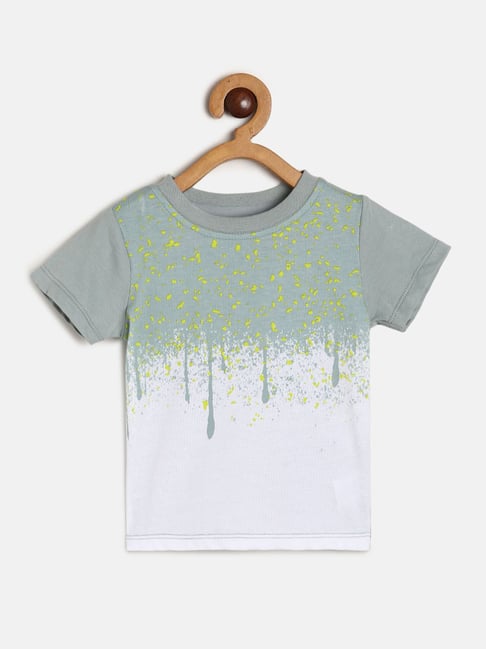 miniklub kids grey & white printed t-shirt
