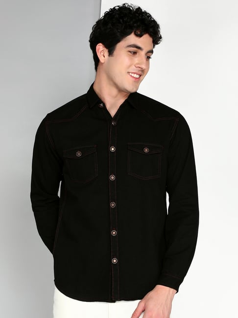 Kuons Avenue Black Slim Fit Denim Shirt-picture-41