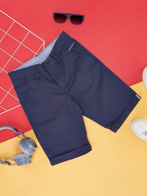 Pantaloons Junior Kids Navy Self Pattern Shorts-picture-40