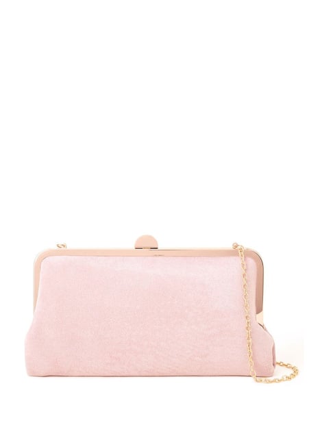 Pale pink suede sales clutch bag