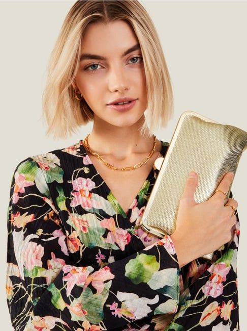 Accessorize London Gold PU Textured Clutch