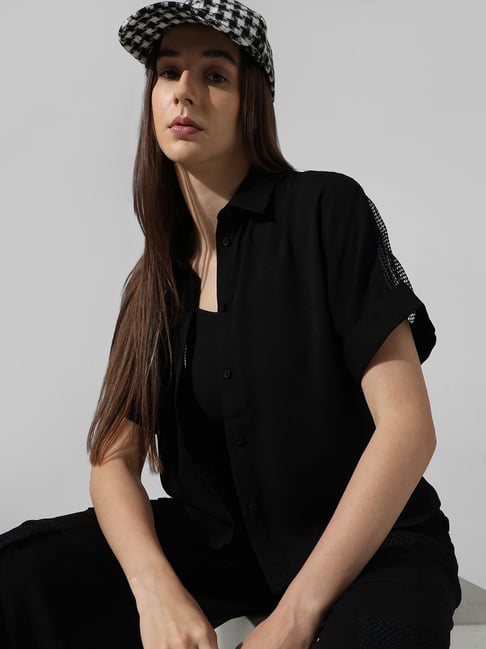 Buy Only Black Regular Fit Shirt for Women Online Tata CLiQ