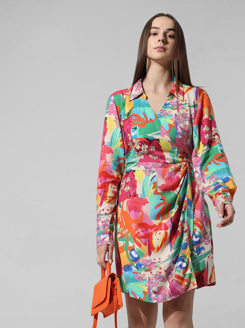 Multicolor wrap dress best sale