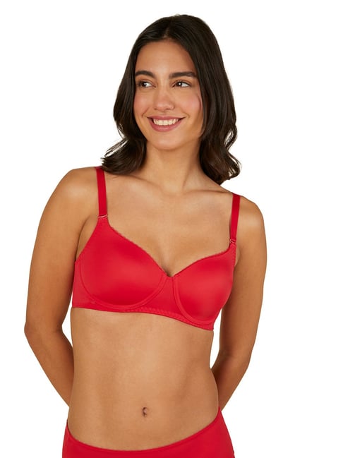 Buy Clovia Non-Padded Non-Wired Full Cup Checked Racerback Bra in Red -  Cotton online