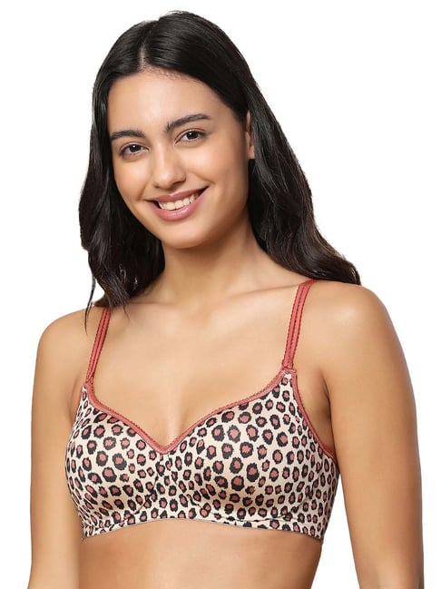 Triumph Brown Printed Non-Wired Medium Coverage T-Shirt Bra-picture-15