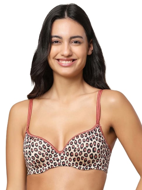 Triumph Brown Printed Under-Wired Medium Coverage T-Shirt Bra-picture-39