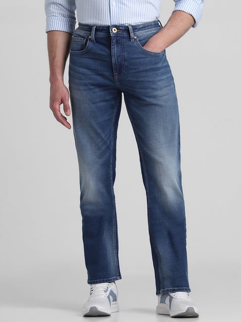 Jack Jones Medium Blue Denim Cotton Bootcut Jeans