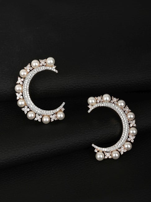 Priyaasi Beads American Diamond Half Stud Earrings-picture-25