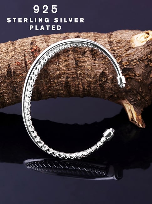 Accessorize London 925 Sterling Silver-Plated Twisted Bangle