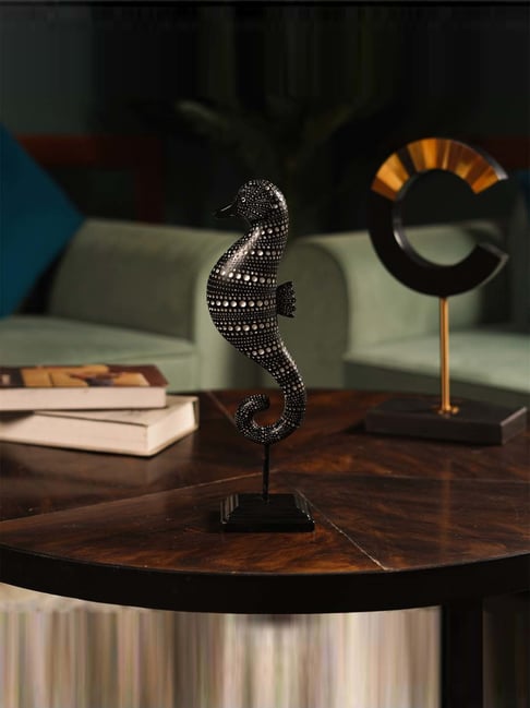 The Artment Black Resin Tribal Tide African Sea Horse Large Showpiece-picture-41