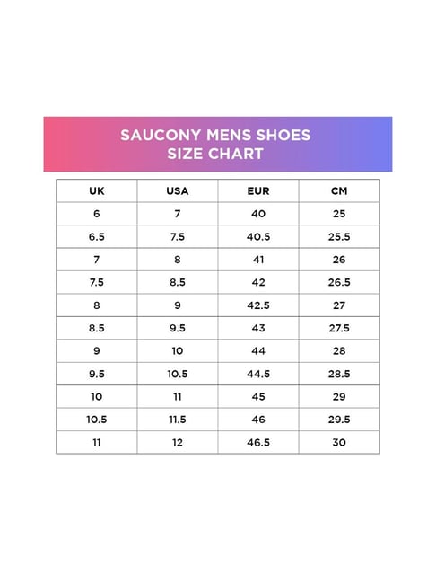 saucony shoe size chart