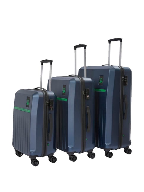 United Colors of Benetton Cobalt Navy Textured Trolley Bag Pack of 3 - 55 Cms , 66 Cms & 76 Cms