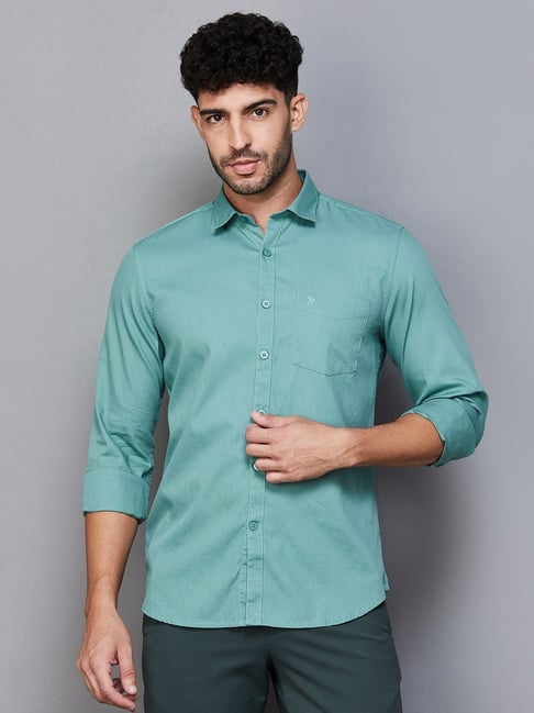 Code By Lifestyle Sage Cotton Regular Fit Shirt