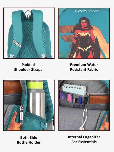 Buy Lavie Sport Wonder Woman Teal Laptop Backpack 33 Ltrs Online