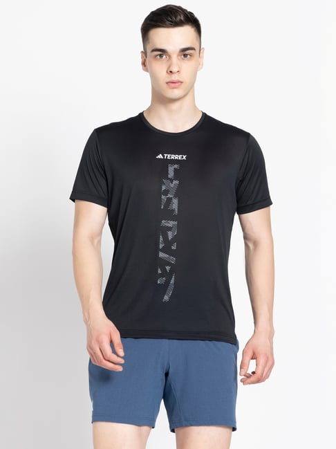 adidas Black Regular Fit Printed AGR Running T-Shirt-picture-18