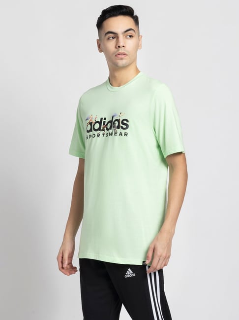 Buy adidas Light Green Regular Fit Graphic Print Sports T Shirt for Men s Online Tata CLiQ