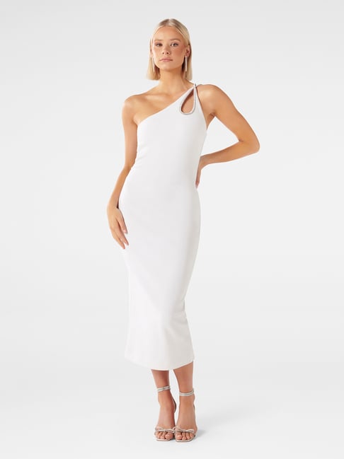 One Shoulder Maxi Two Piece Dress White Silver - Luxe Maxi Dresses and  Celebrity Inspired Dresses