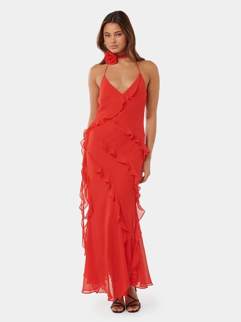 Jackie Wide Ruffle Hem Pinafore Midi Dress Red | Red dresses classy, Red  midi dress, Elegant dresses for women