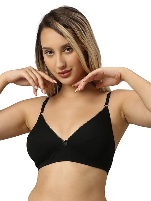 Smarty Pants Black Cotton Medium Coverage T-Shirt Bra