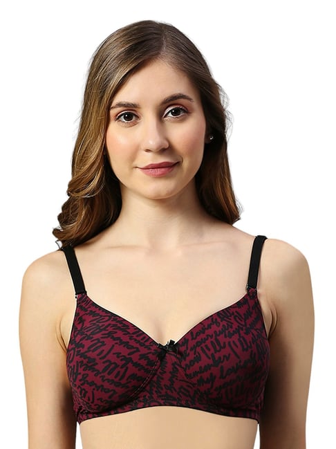 Smarty Pants Wine & Black Printed Full Coverage T-Shirt Bra