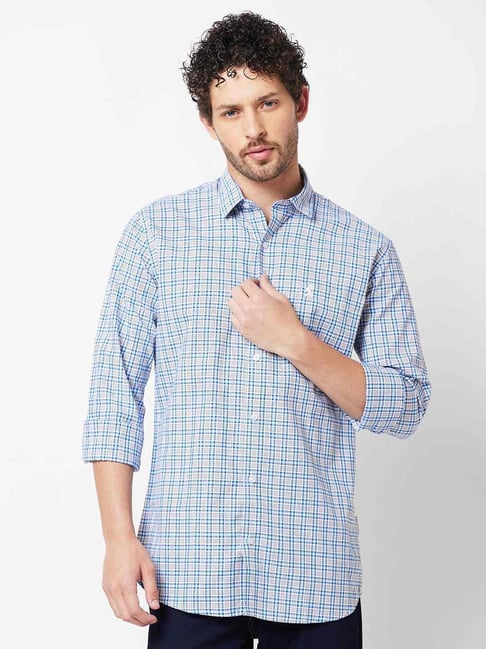 Giordano Blue Slim Fit Checks Shirt-picture-23