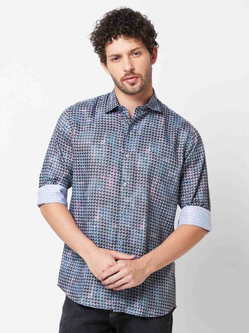 green striped dress shirt Spread Collar Dress Shirt in Olive/Sky Stripe Poplin