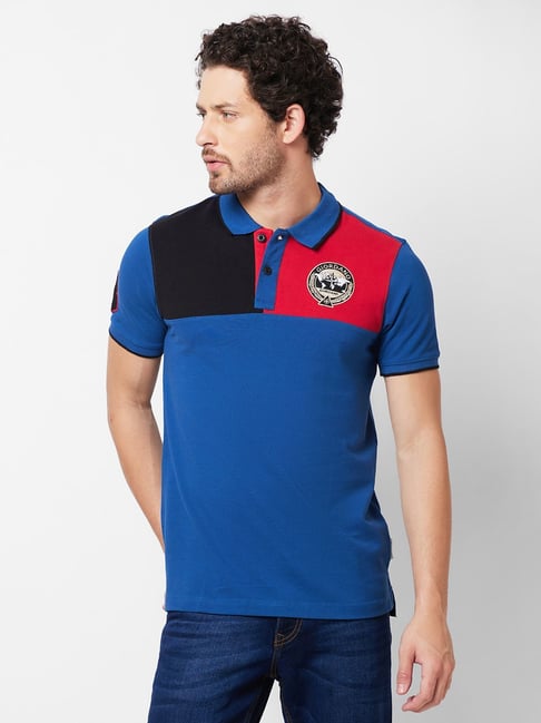 Giordano Blue Slim Fit Colour Block Polo T-Shirt-picture-21