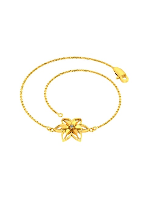 P.C Chandra Jewellers 14k Designer Flower Motif Yellow Gold and Diamond Bracelet