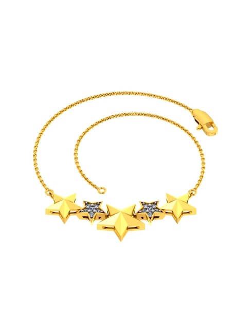 P.C Chandra Jewellers Graceful Designer 18k Yellow Gold and Diamond Women Bracelet with Stars Motif