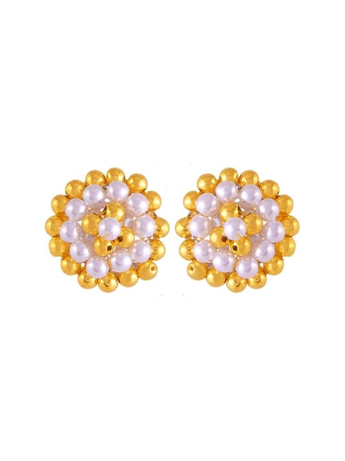 p.c. chandra jewellers P.C Chandra Jewellers 22k Yellow Gold Beautiful Pearl Tushi Gold Stud Earrings-picture-34