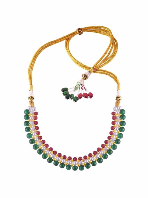 P.C Chandra Jewellers 22k Yellow Gold Intricate Pearl Tushi Necklace