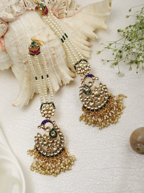 DER28 Inara jhoomar earrings in navratan (READY TO SHIP) ) – Deccan Jewelry