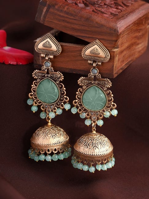 Priyaasi Blue Stoned Jhumki Earrings-picture-40