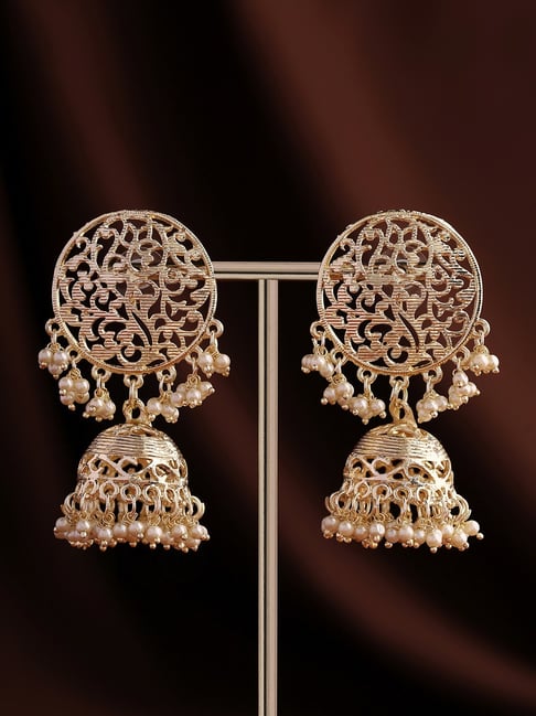 Priyaasi Floral Gold-Plated Pearl Jhumki Earrings-picture-45