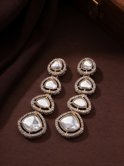Priyaasi Gold-Plated Kundan Dangler Earrings-picture-34