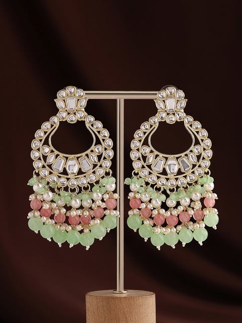 Priyaasi Kundan with Beads Chand Bali Earrings-picture-30