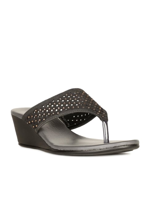 Bata Women's Black Thong Wedges-picture-14