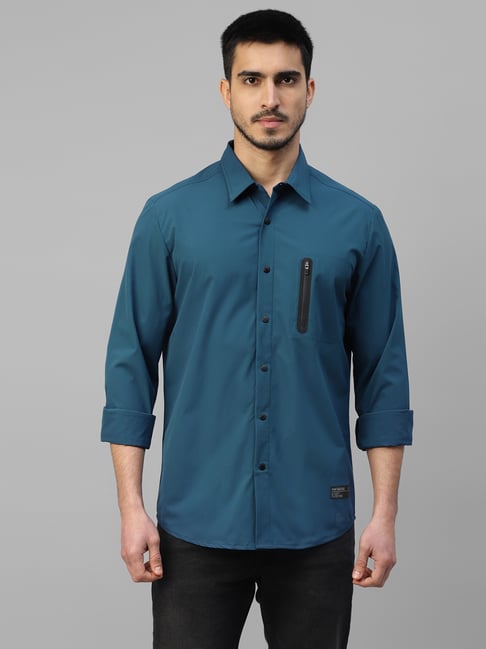 Royal Enfield PACKABABLE OUTDOOR Blue Regular Fit Shirt