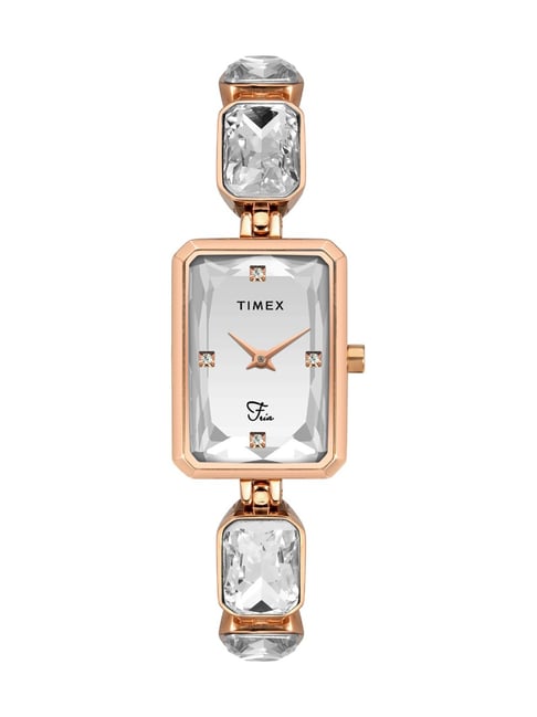 Buy Timex Fria Women Silver Rectangular Analog Watch TWEL16905