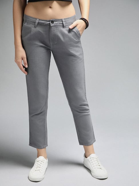 Slim Fit High-Rise Trousers