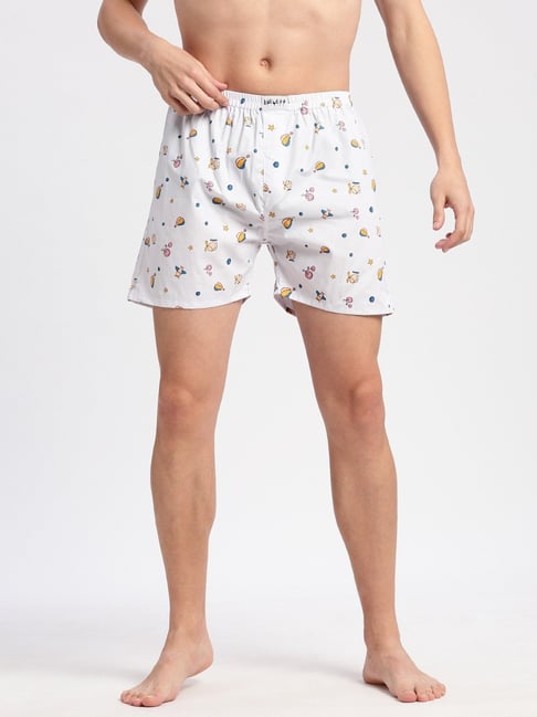 showoffff Showoff White Cotton Slim Fit Printed Boxers-picture-16