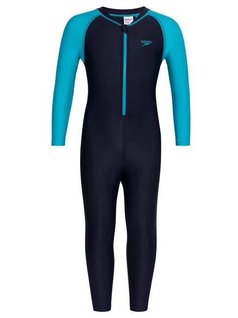 Speedo Kids Navy Color Block Full Sleeves Swimsuit-picture-24