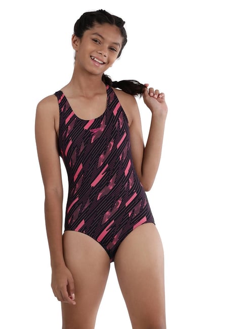 Speedo Kids Navy & Pink Printed Swimsuit-picture-35