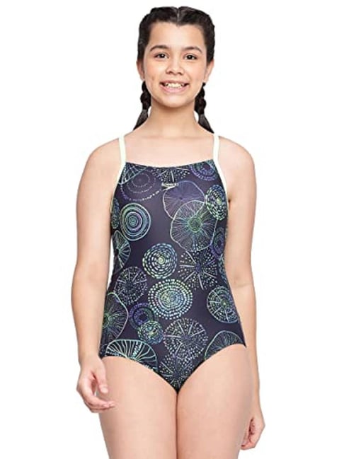 Speedo Kids Navy & Green Printed Swimsuit-picture-40