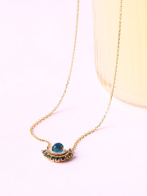 14k Diamond, Turquoise, and Sapphire Necklace
