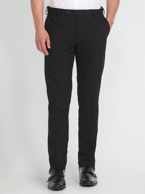 Arrow Black Regular Fit Trousers-picture-43