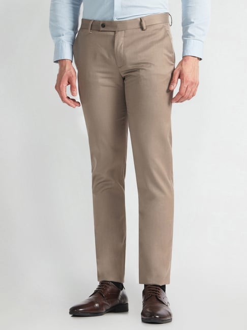 Arrow Brown Straight Fit Trousers-picture-47