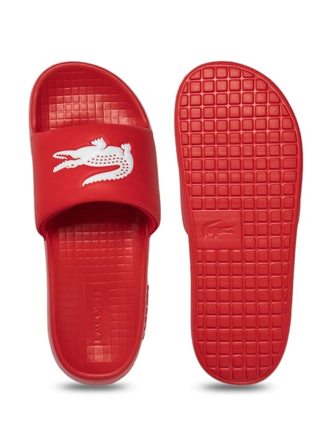 Lacoste Men s Croco 1.0 Red Slides